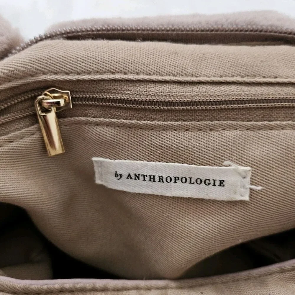 Anthropologie Fuzzy Woven Crossbody Bag Pink Faux‎ Fur Removable Straps Clutch